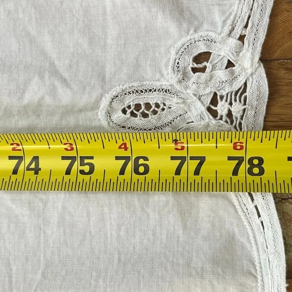 Vintage Imperial Elegance Battenburg Lace Tablecloth White Oval Shape 78